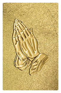 DF35T 516 GD SH GD Gold Praying Hands Shimmer Gold Background